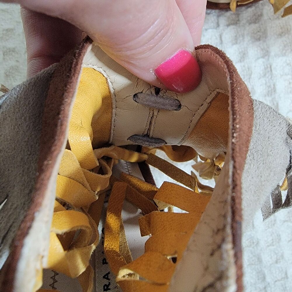 Zara Fringe Tassel Brown Multicolor Suede Stiletto Heel Sandals Size EU‎ 38 7.5 - Picture 10 of 16